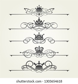 
Set of vintage elements. Vintage design elements on white background. Festive decor element. Victorian-style. Old-fashioned design for wedding invitations, cards and books. Vector graphics