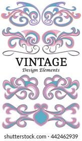 Set of vintage elements for design. Swirl floral elements for design.
