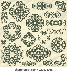 Set of vintage elements, frames and borders for decoration             