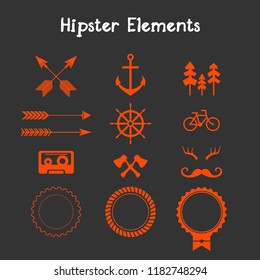 A set of vintage elements in the hipster style for emblems and logos