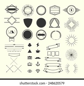 set of vintage elements for making logos, badges and labels, vector illustration