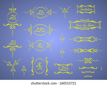 Set of vintage elements and page decoration. calligraphic design elements and page decoration, vintage design elements monogram, save the date, bke, 14.02.2016  Vector illustration. 