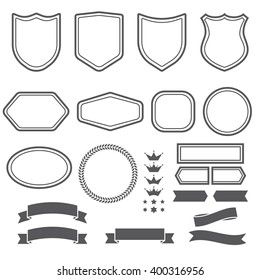Set of vintage elements ribbons and emblem forms for create logotype, badge, emblem.