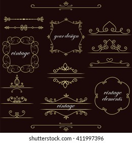 Set of vintage elements. Vector vintage frames for your design. Place for text, cover, brand name of the restaurant , menu design. Making your logo and monogram.