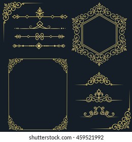 Set of vintage elements. Vector vintage frames for your design. Place for text, cover, brand name of the restaurant , menu design. Making your logo and monogram