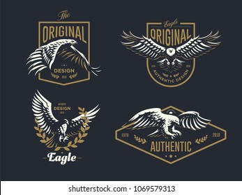 Set of the vintage emblem with the eagle