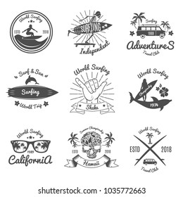 Set Of Vintage Emblem for Surfer Club