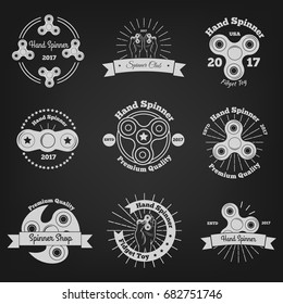 Set Vintage Emblem.Fidget Spinner. on black background. vector illustration