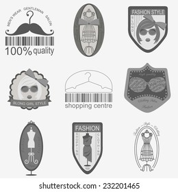 Set of vintage fashion and clothes style logos. Vector logo templates and badges 