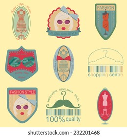 Set of vintage fashion and clothes style logos. Vector logo templates and badges 