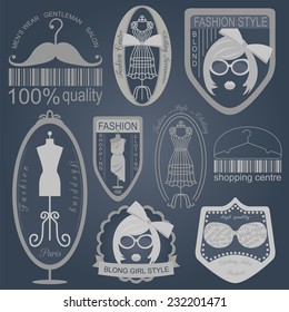 Set of vintage fashion and clothes style logos. Vector logo templates and badges 