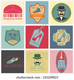 Set of vintage fashion and clothes style logos. Vector logo templates and badges 