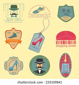 Set of vintage fashion and clothes style logos. Vector logo templates and badges 