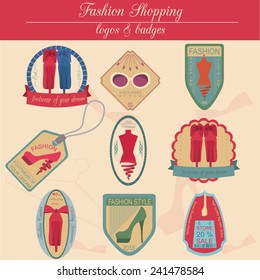 Set of vintage fashion and clothes style logos. Vector logo templates and badges 