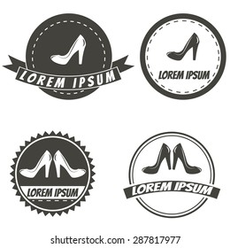 Set of vintage fashionably emblems, shoes logo. Vector illustration