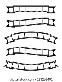 Set of vintage film strips ribbon seal decorative design element