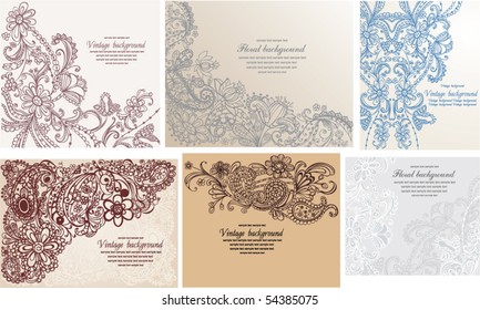 set of vintage floral backgrounds