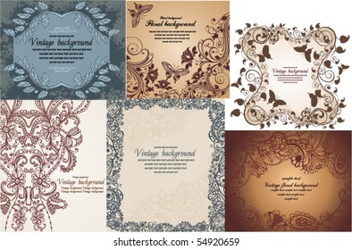 set of vintage floral backgrounds