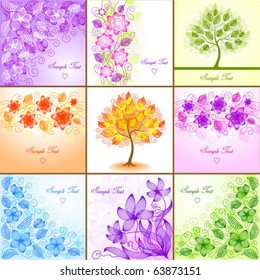 Set of vintage floral backgrounds