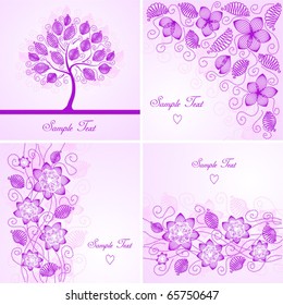Set of vintage floral backgrounds