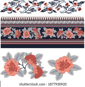 set of vintage floral and banner