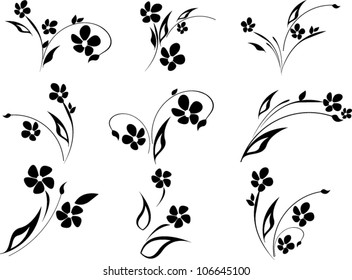 Set of vintage floral elements