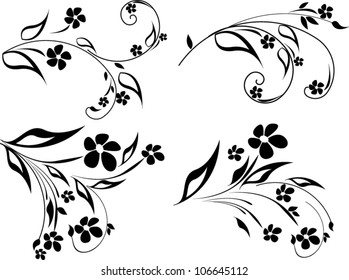 Set of vintage floral elements