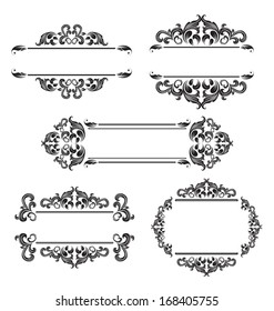 Set of vintage floral frame. Element for design. 