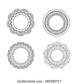 Set of vintage floral frames. Line art ornamental frame vector design