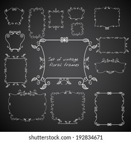 Set of vintage floral frames. Vector eps10