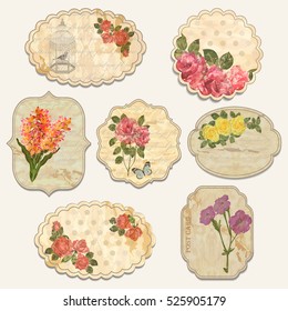 Set of vintage floral label.