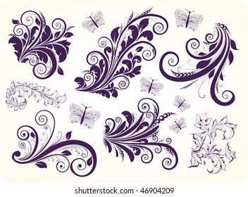 Set Vintage Floral Ornaments Stock Vector (Royalty Free) 46904209 ...