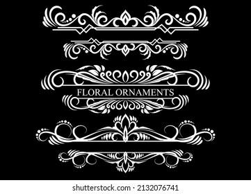 Set of vintage floral ornaments vector decoration. Fit for title, text, banner, book cover. Classic text dividers. Eps 10