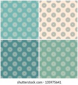 set of vintage floral round element retro seamless vector patterns for textile scarfs decoration design