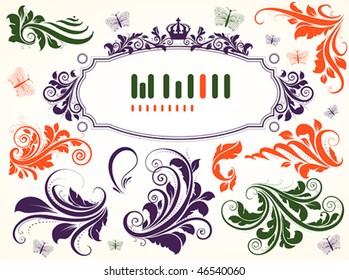 Set of vintage flores ornaments