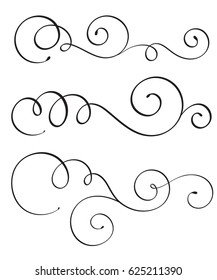 set of vintage flourish decorative art calligraphy whorls for text. Vector illustration EPS10