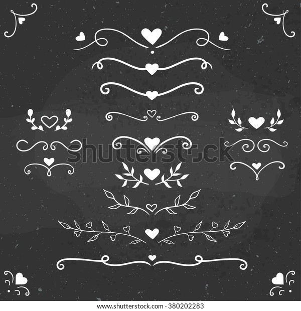 set of\
vintage flourishes, vector romantic flourishes and dividers with\
hearts, Valentine\'s day romantic\
decorations