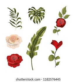 Set of vintage flowers