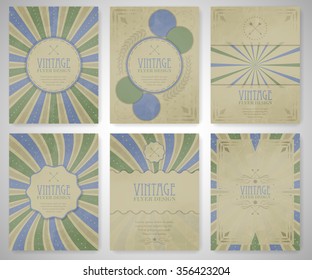Set of vintage flyer template, brochure, cover design or corporate banner/editable vector design for your project.