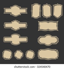 Set of vintage frame badges labels background.