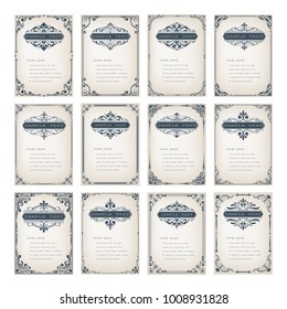 set of vintage frame with beautiful filigree, decorative border, luxury greeting cards,vector illustration