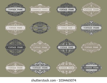 set of vintage frame with beautiful filigree, decorative border, luxury greeting cards,vector illustration