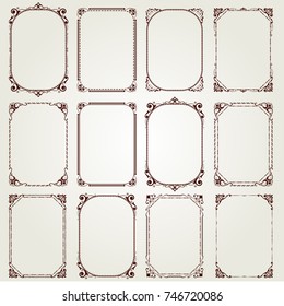 Set Of Vintage Frame With Beautiful Filigree, Vector Illustration