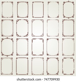 set of vintage frame with beautiful filigree, vector illustration