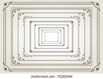 set of vintage frame with beautiful filigree, decorative border, vector illustration