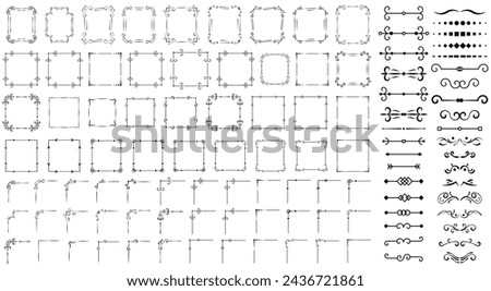 Set of vintage frame and corners icon. Vector illustration. Eps 10.