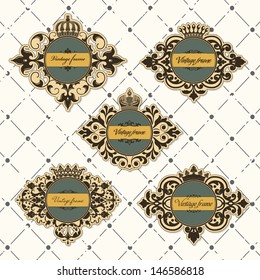 Set of vintage frame with crown 