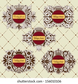 Set of vintage frame with crown 