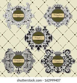Set of vintage frame with crown 