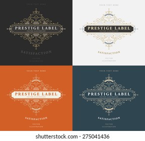 Set of Vintage Frame for Luxury Logos, Restaurant, Hotel, Boutique or Business Identity. Royalty, Heraldic Design with Flourishes Elegant Design Elements. Vector Illustration Template.